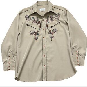 H Bar C California Ranchwear Embroidered Pearl Snap 16 1/2 Laguna Design